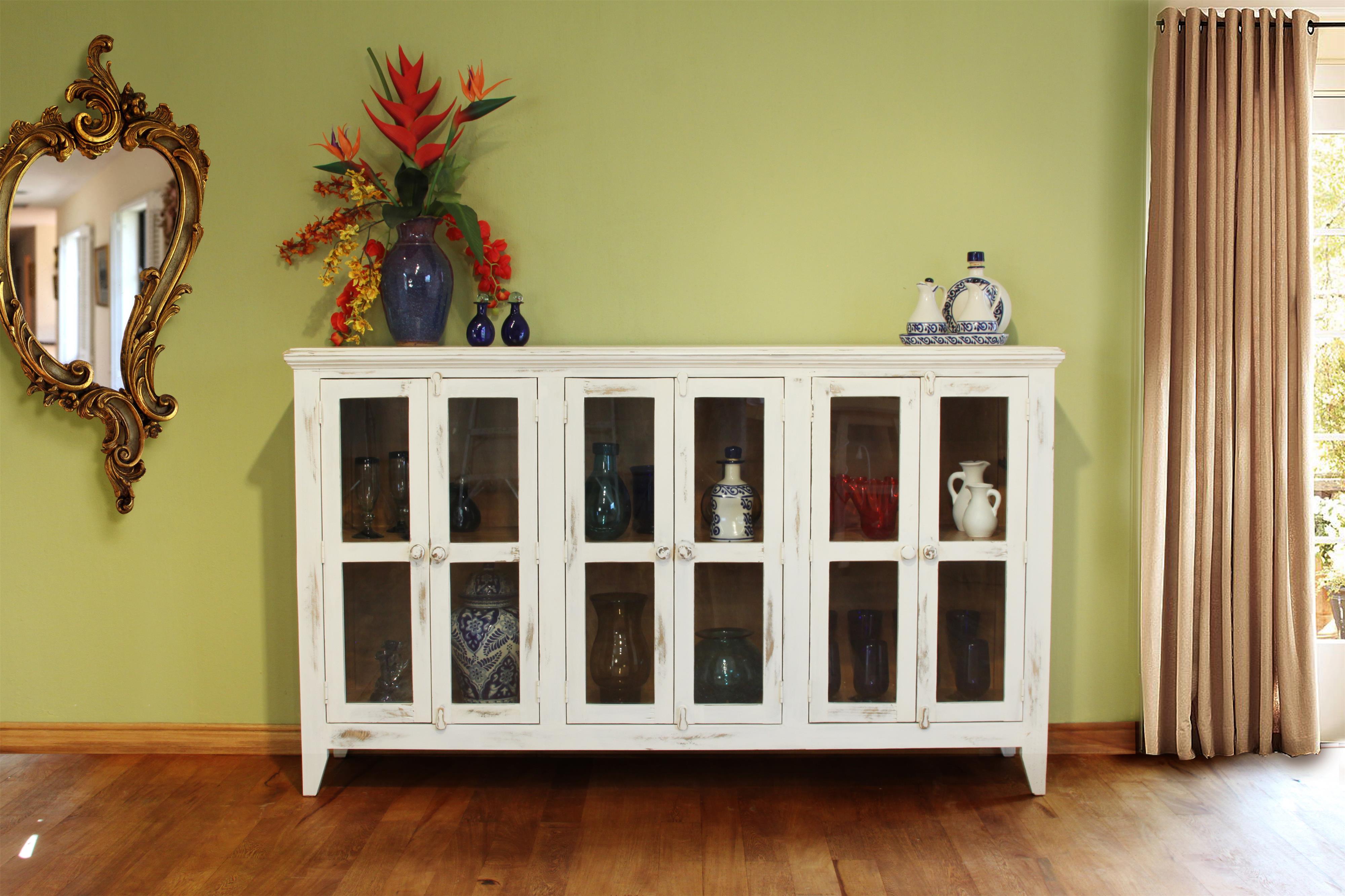 International Furniture Direct 900 Antique Console with 6 Doors